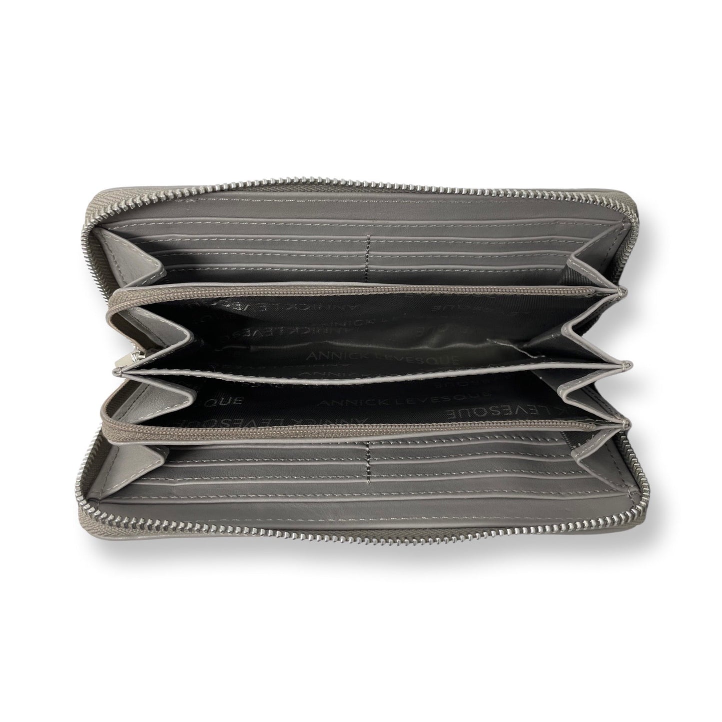 Petit Portefeuille en cuir véritable Gris, Carla
