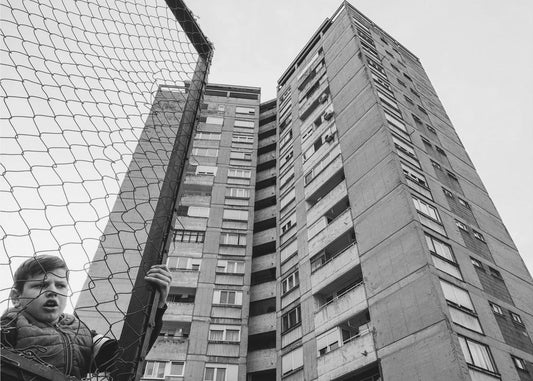 Wall art The boy behind the fence