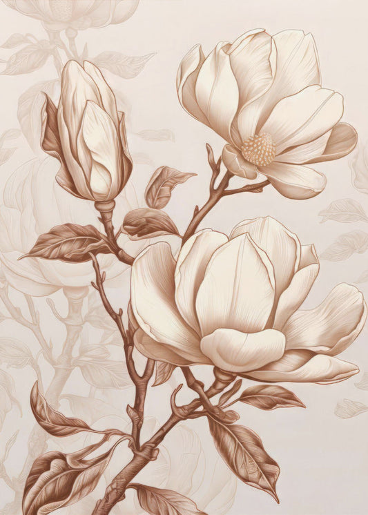Wall Art Beige Flowers 1