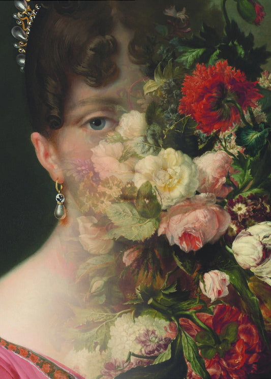 Portrait of Hortense de Beauharnais, queen of Holland with flower still life