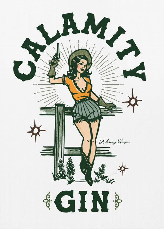 Wall Art Calamity Gin Funny Retro Western Cowgirl