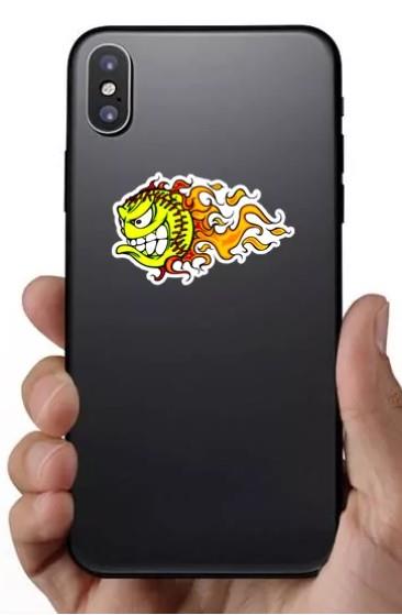 Car Sticker - Flaming Fast Pitch