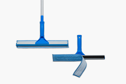 Window Cleaning Squeegee & Microfiber Scrubber