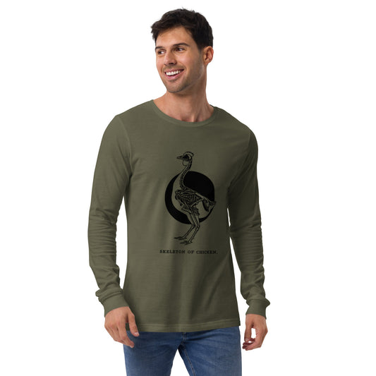 Retro Chicken Skeleton Unisex Long Sleeve Tee