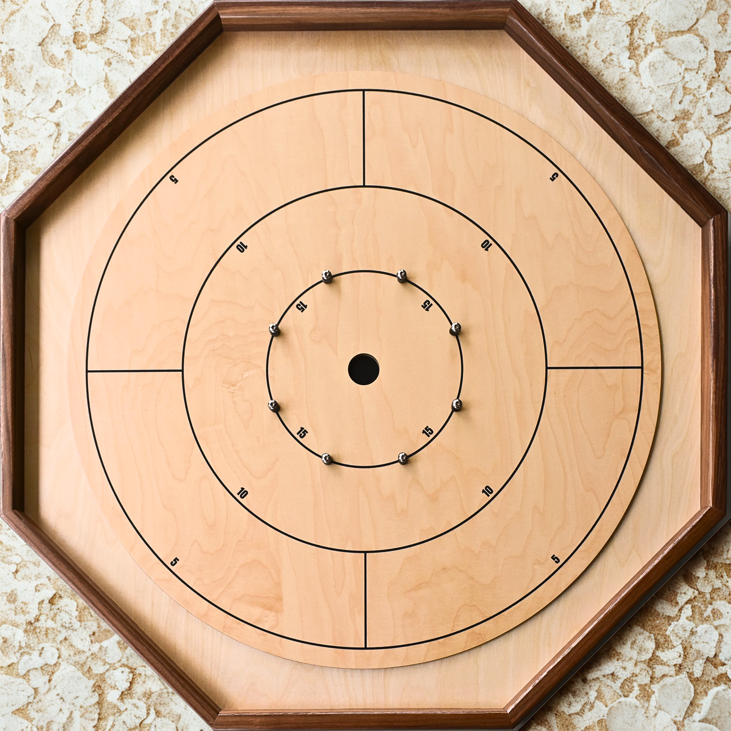 The Deluxe (Walnut Rail) by Crokinole Canada - Traditional Crokinole Board Game Set