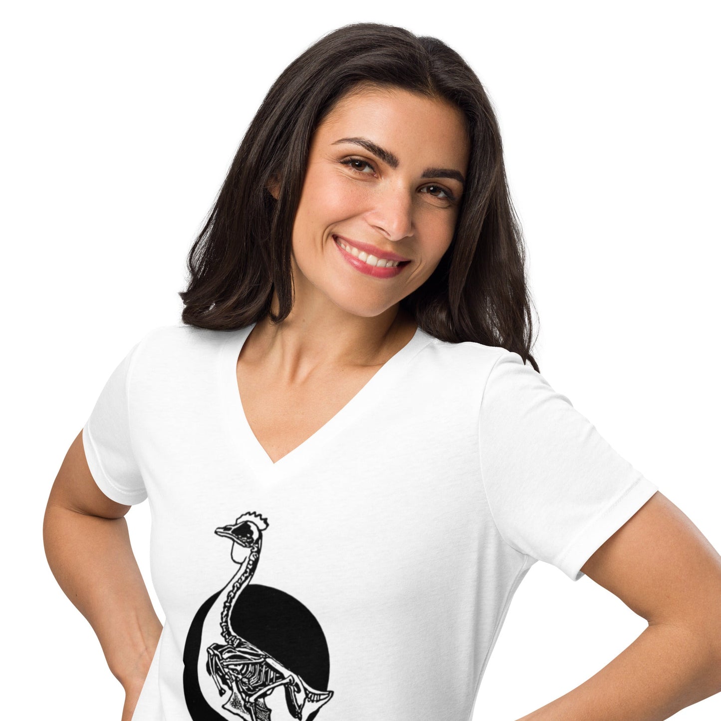 Retro Chicken Skelton Women’s relaxed v-neck t-shirt