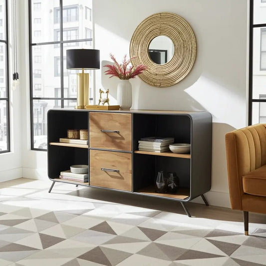 Buffet style rétro bois recyclé et acier