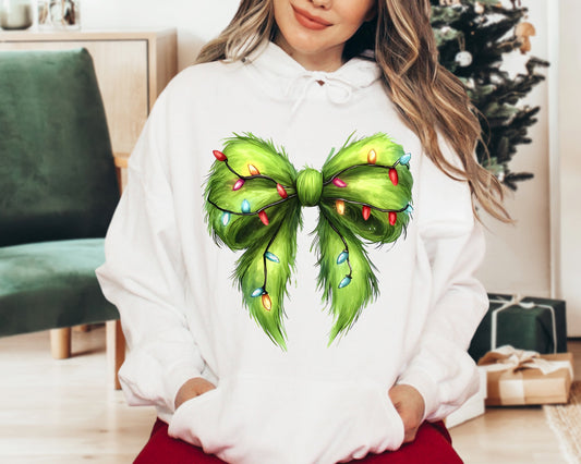 Sweatshirt Hoodie T-Shirt Christmas Grinch Bow With Lights