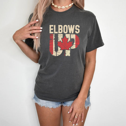 T-Shirt Elbows Up Canada Maple Leaf Vintage Distressed