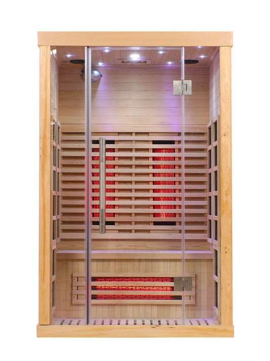Blisspod | Venetian | Full Spectrum Indoor Premium Canadian Hemlock Low EMF Sauna 10 Heaters Chromotherapy Reflexology - 2 Person