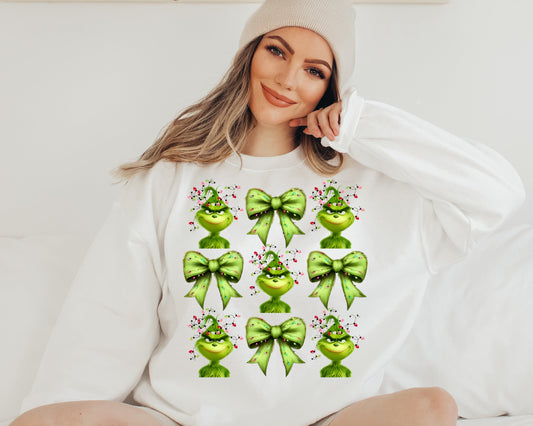 Sweatshirt Hoodie T-Shirt Christmas Grinch W/ Bows