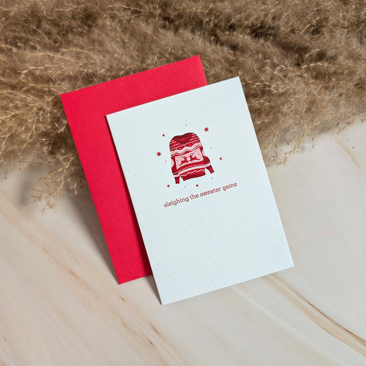 Sleighing the Sweater Game Mini Holiday Card