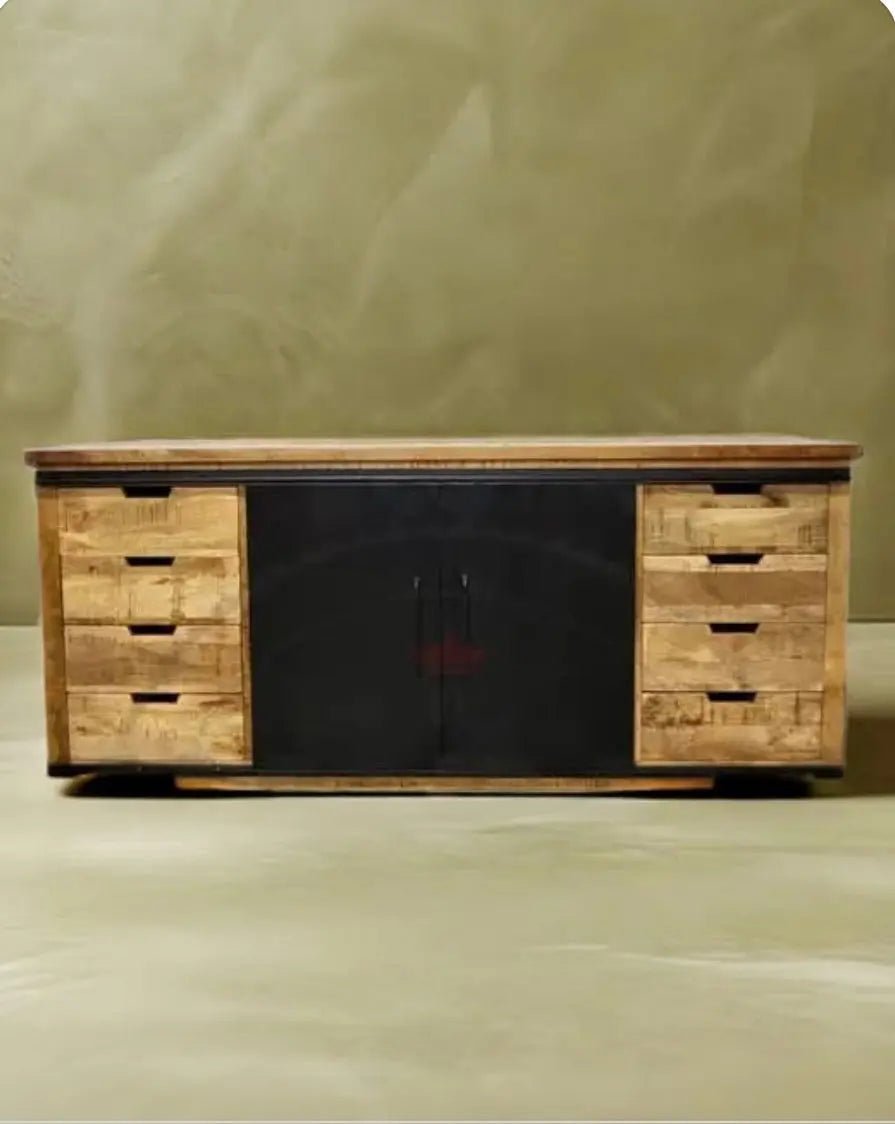 Buffet en bois de manguier portes coulissantes (Naturel)