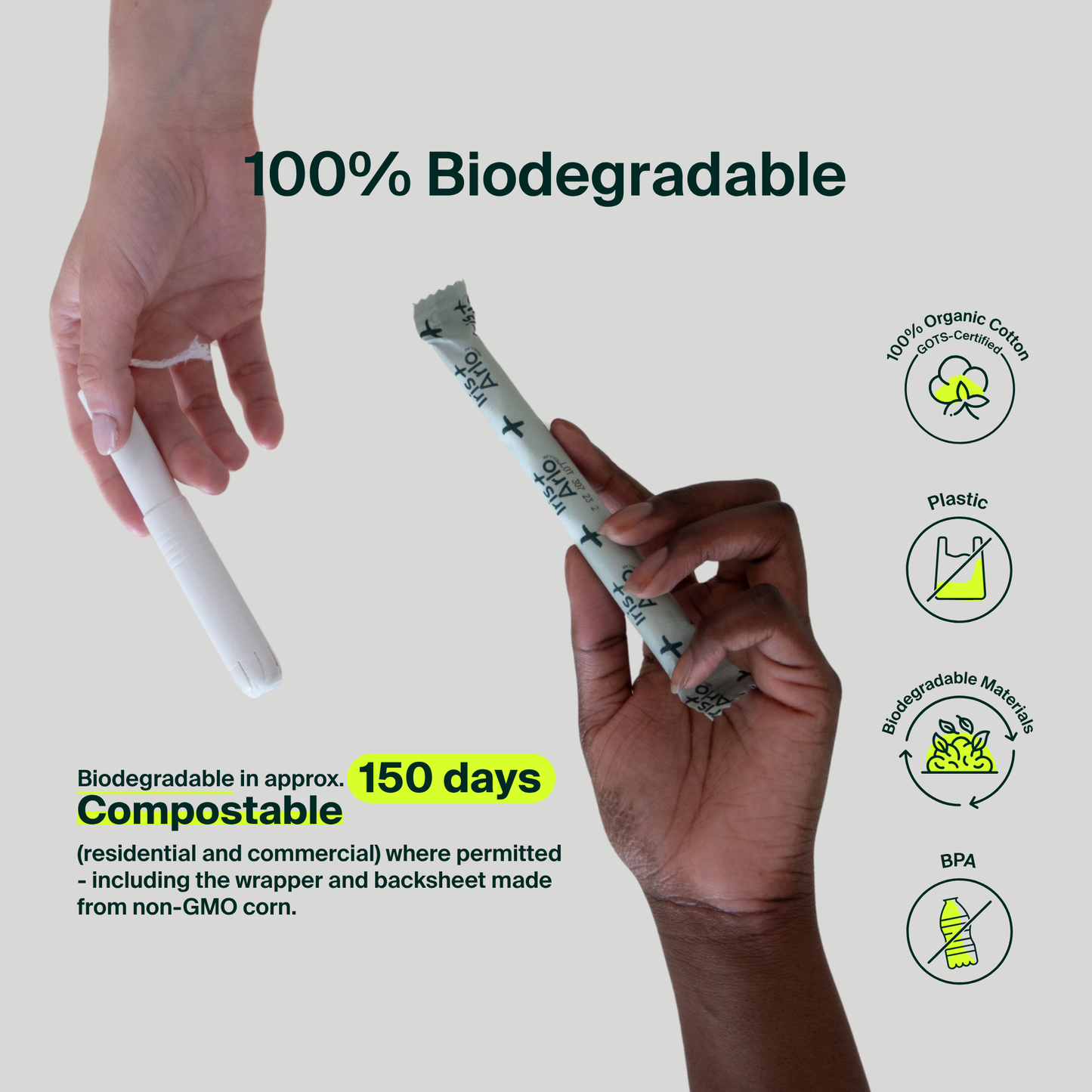 100% Organic Cotton Applicator Tampons - Regular