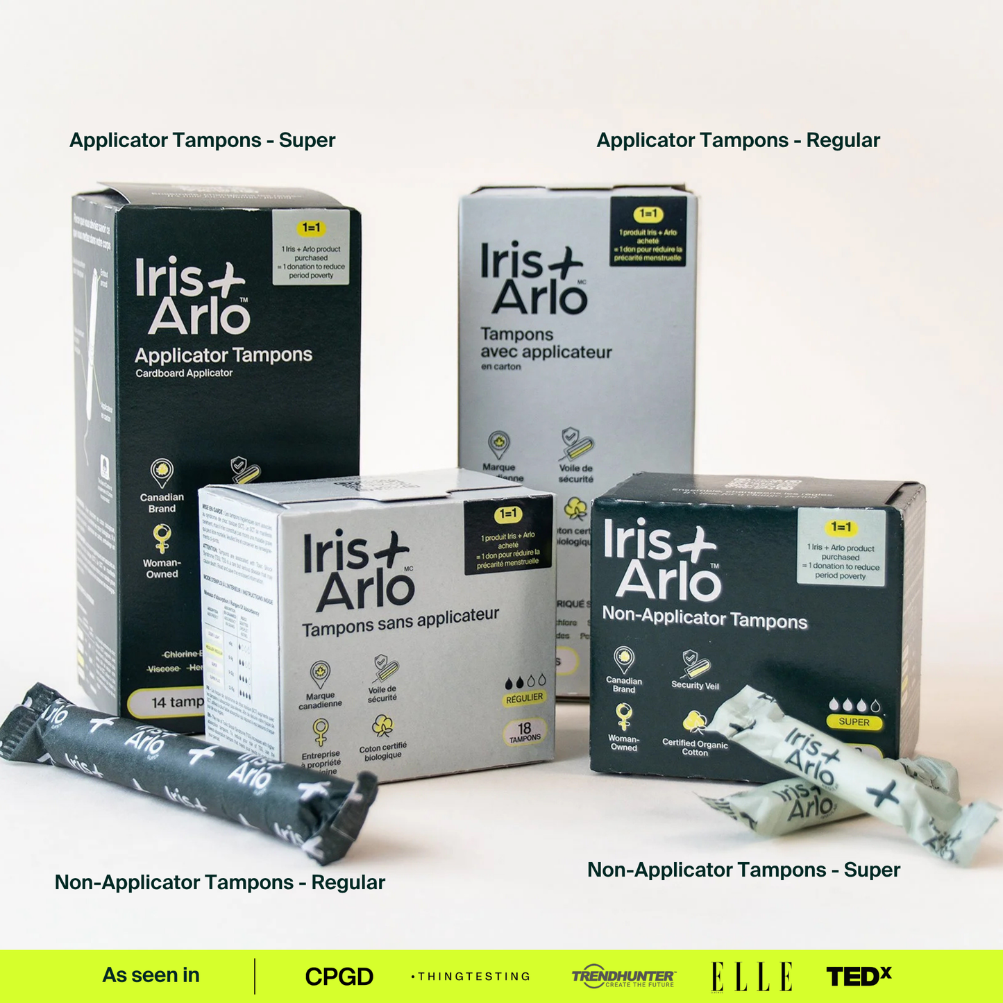 100% Organic Cotton Applicator Tampons - Regular