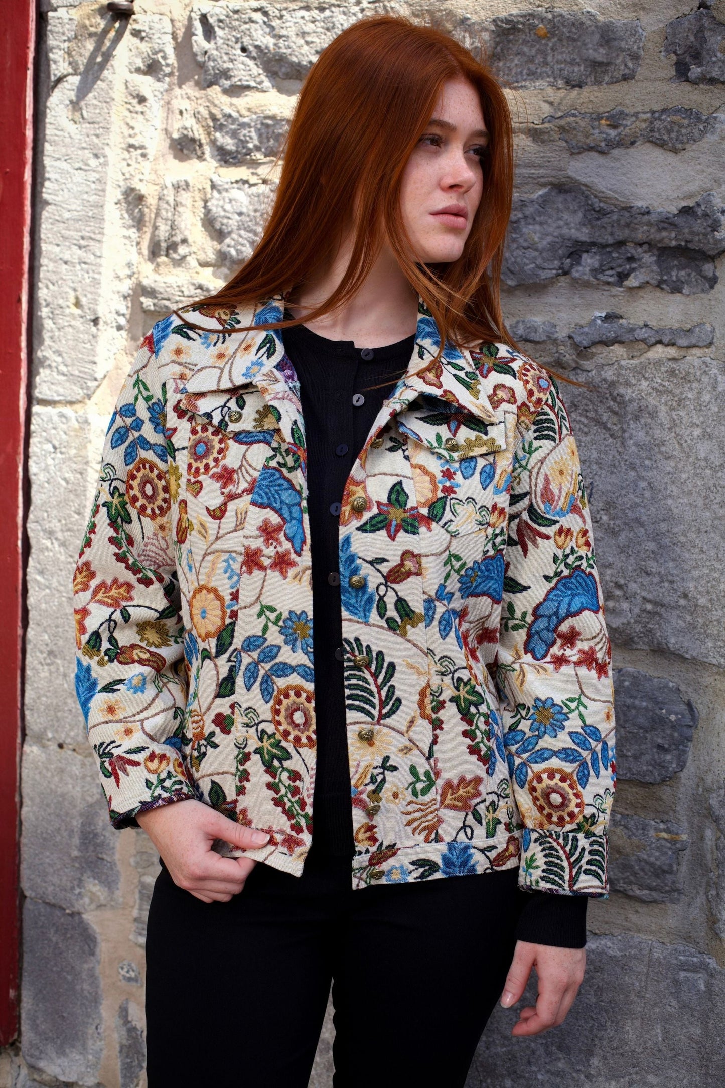 Elodie Women's Tapestry Floral Jacket Vintage-Inspired Embroidery