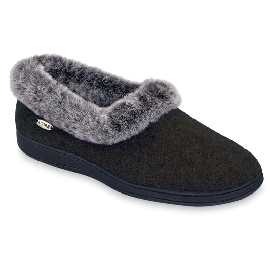 Acorn Women's Faux Fur Chinchilla Collar Slippers