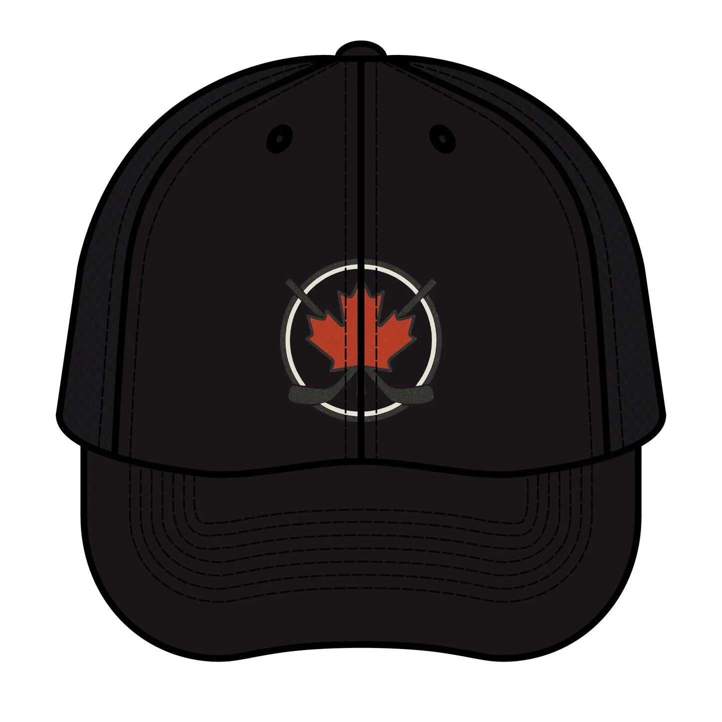 Maple Stick Hockey Hat Canadian Maple Leaf Cap with Crossed Hockey Sticks - Premium Snapback Trucker Hat - Canada Pride Baseball Cap