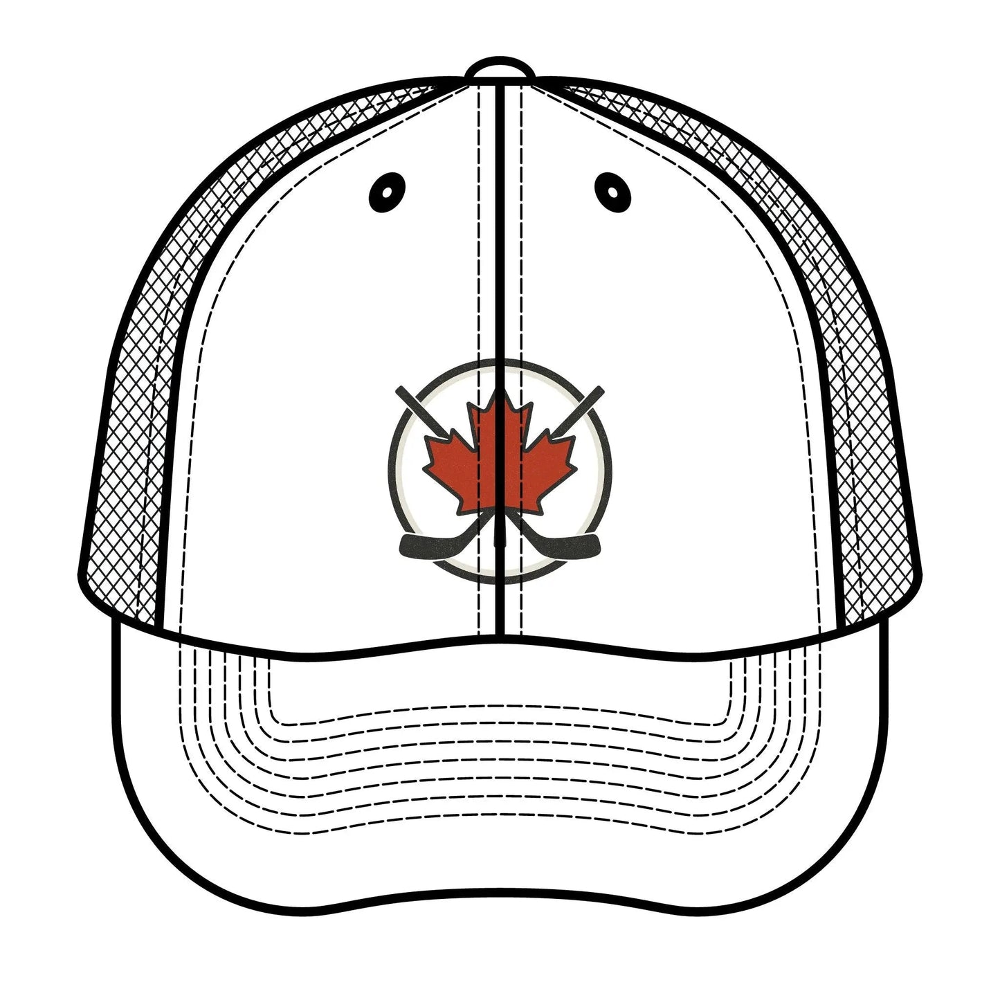 Maple Stick Hockey Hat Canadian Maple Leaf Cap with Crossed Hockey Sticks - Premium Snapback Trucker Hat - Canada Pride Baseball Cap