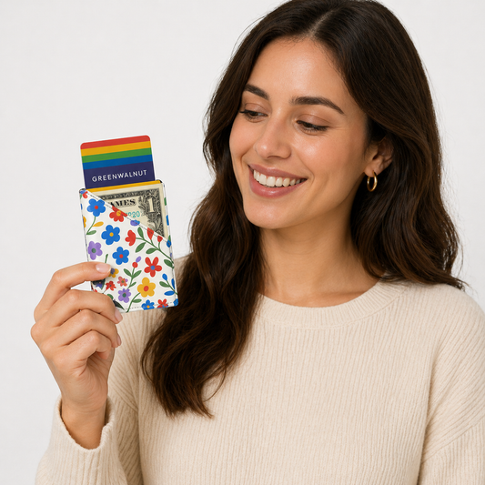 Slim Pop-Up Wallet | Floral Aluminium Wallet Card Holder | Rfid Blocking Minimalist Pop up Credit Card Holders