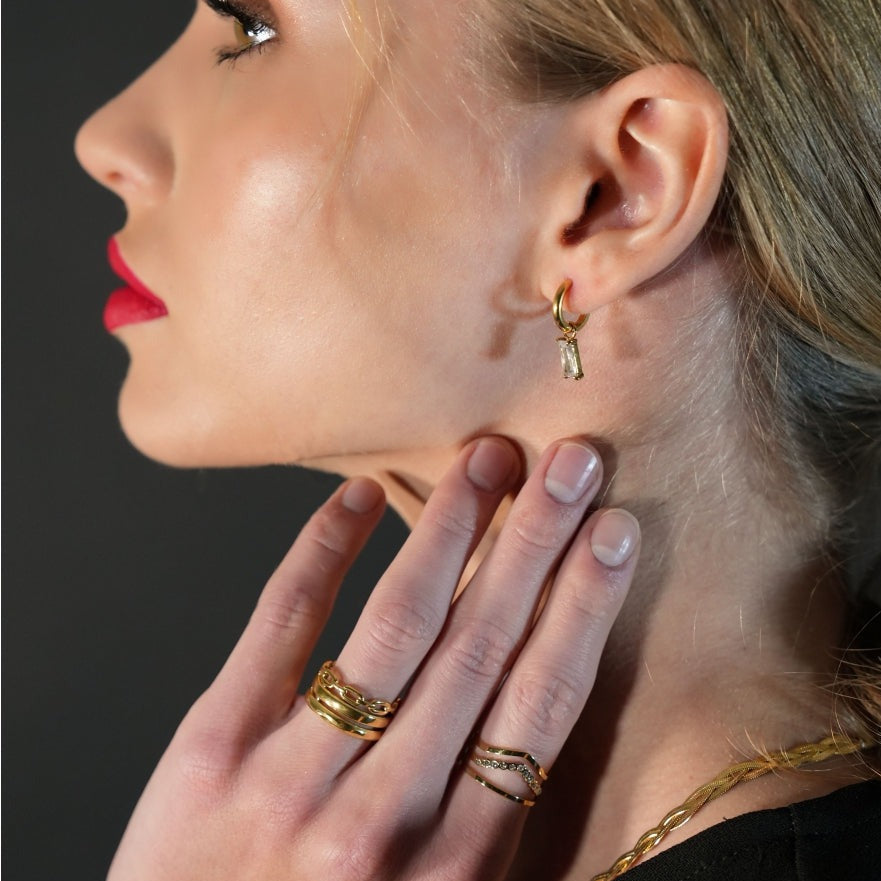 JUAANA Triple Layered Zirconia Embellished Ring