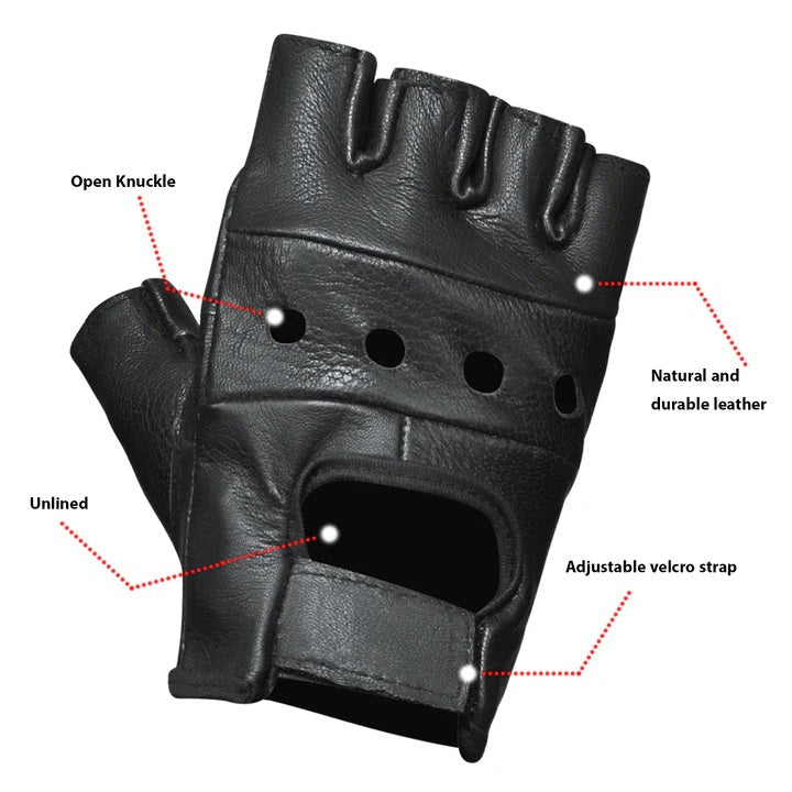 Open Road Men's Fingerless Leather Gloves