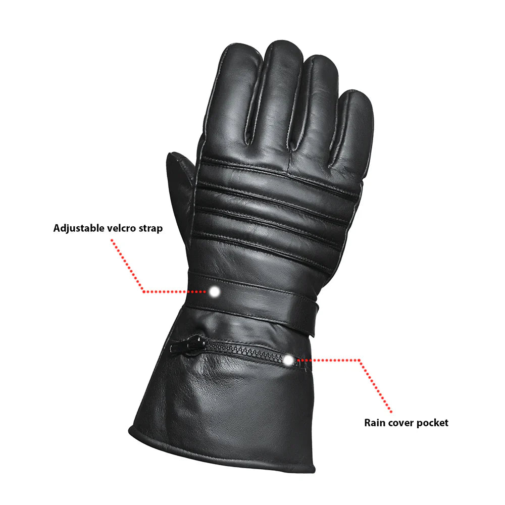 Open Road Men's Leather Motorcycle Gloves w/ Rain Cover