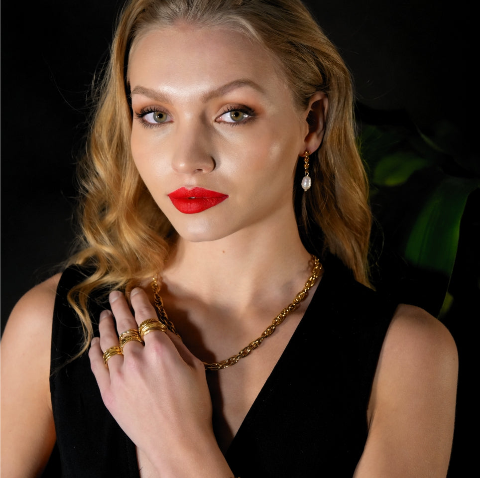 CATH Natural Freshwater Pearl Linked Drop Earrings