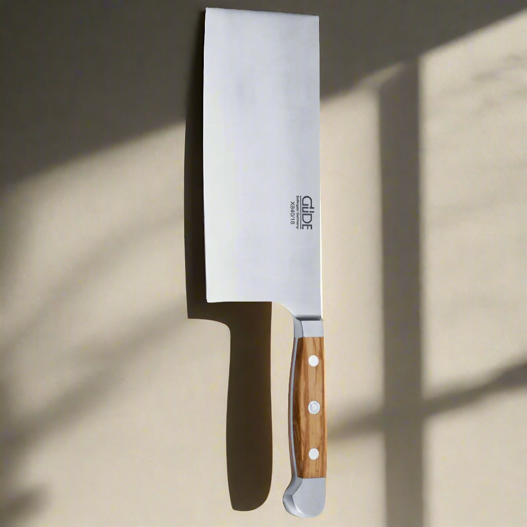 ALPHA OLIVE |  Chinese Chef's Knife 8" blade / Olive Wood handle