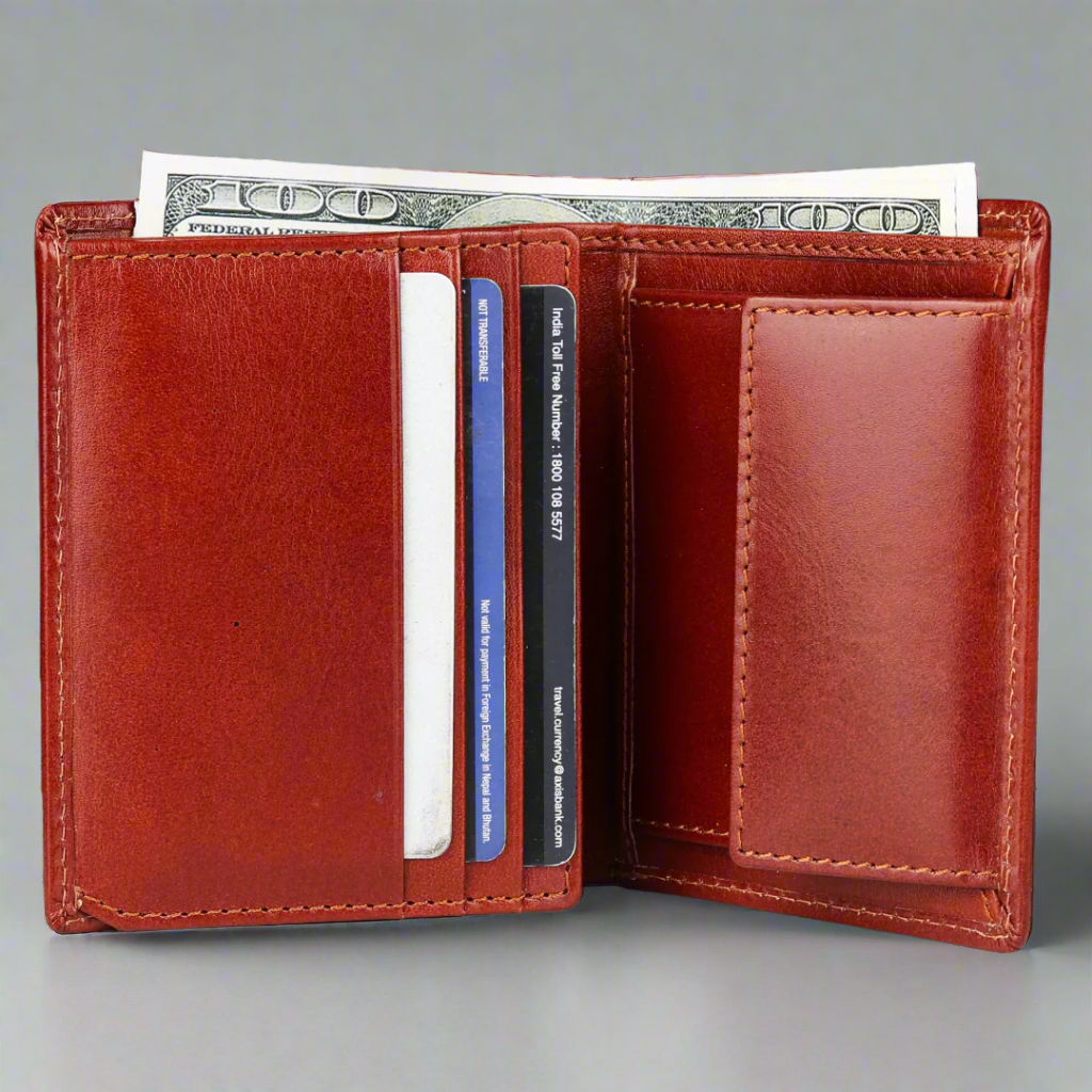 MET Men's Upright Bifold Leather Wallet