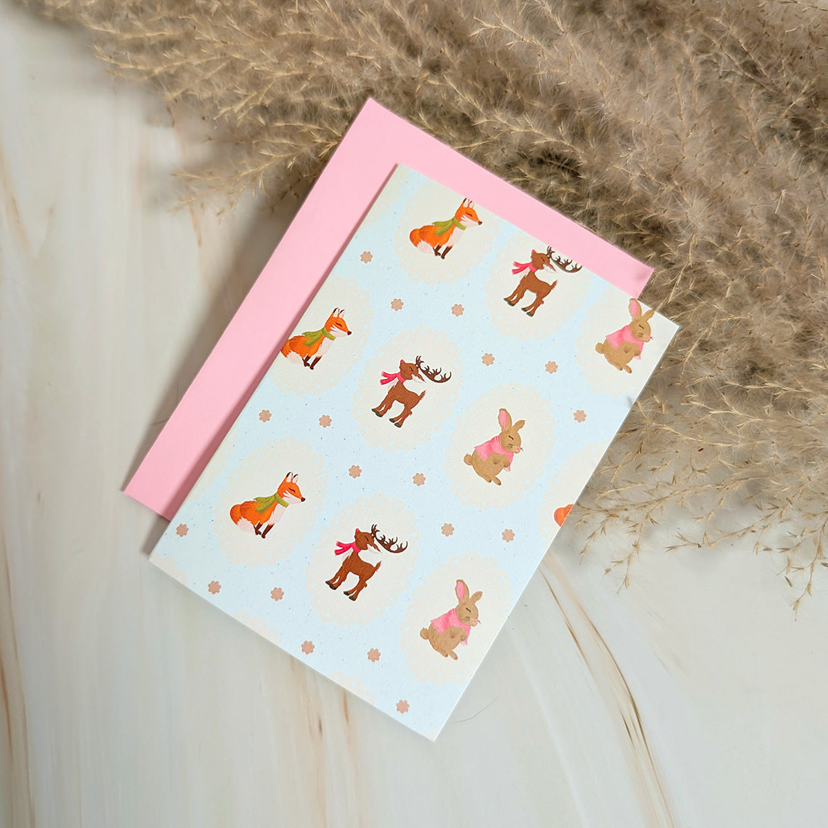 Cozy Woodland Animals Mini Holiday Card