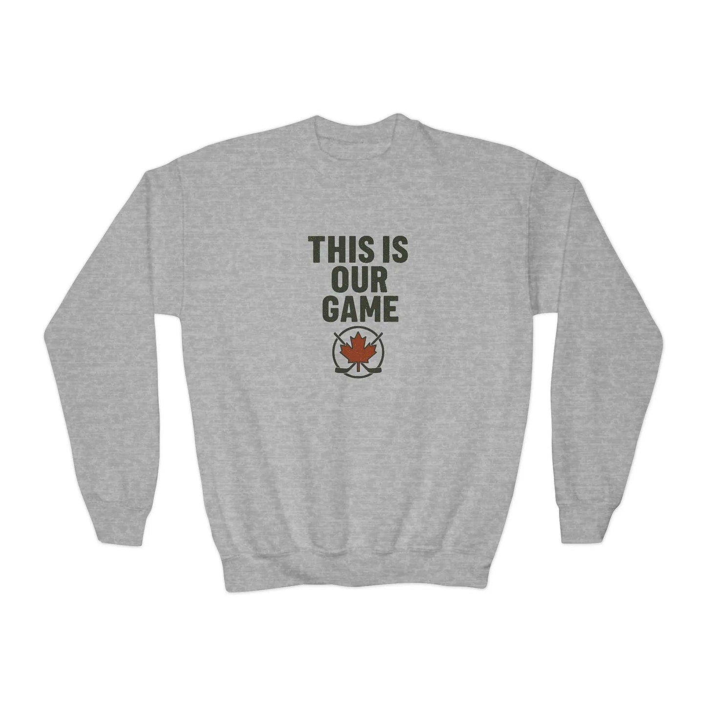Maple Stick Youth Crewneck Sweatshirt – Our Game Sweater, Canadian Pride