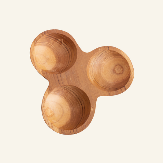 Bol à 3 compartiments en bois de teck