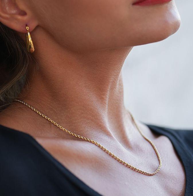 ULYANA: Rope Chain Gold Necklace - 28 Inches