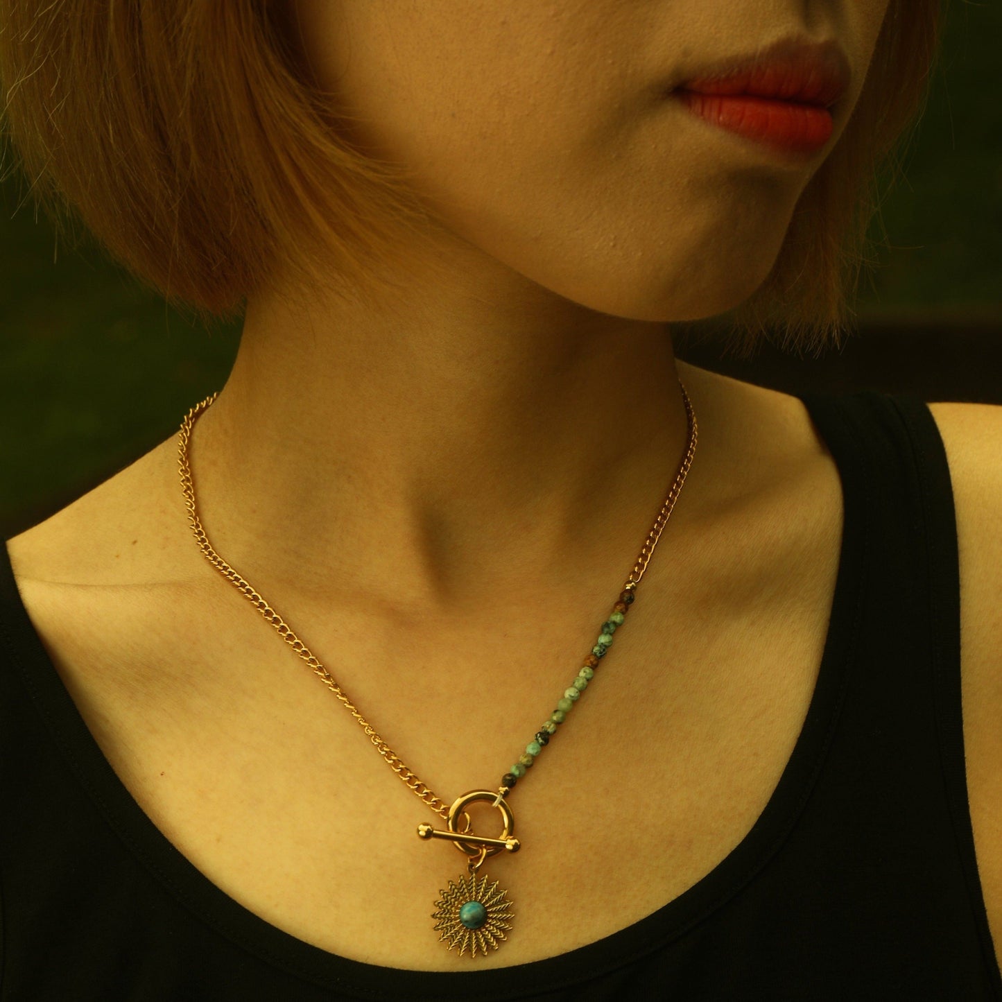 McKENZIE - Natural Stone Boho-Chic Gold Necklace