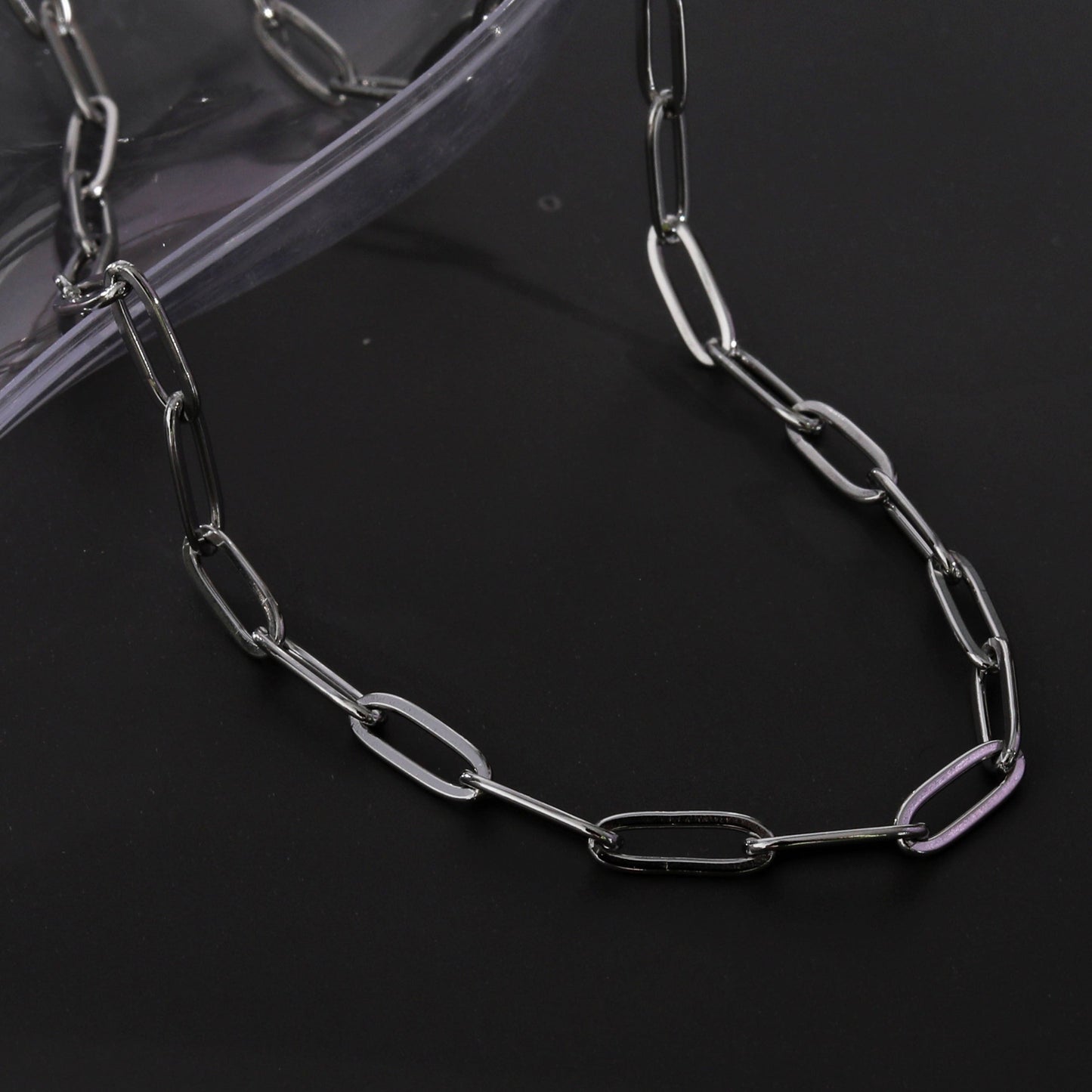 PALERMO Essential Paper-Clip Chain Link Silver Necklace