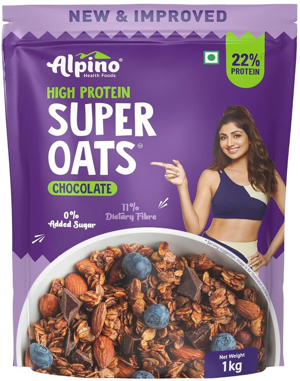 High Protein Super Oats Chocolate – Rolled Oats, Natural Peanut Butter, Cocoa Powder, Nuts & Seeds – 22% Protein, Source of Dietary Fibre & Healthy Fats, No Added Sugar & Salt