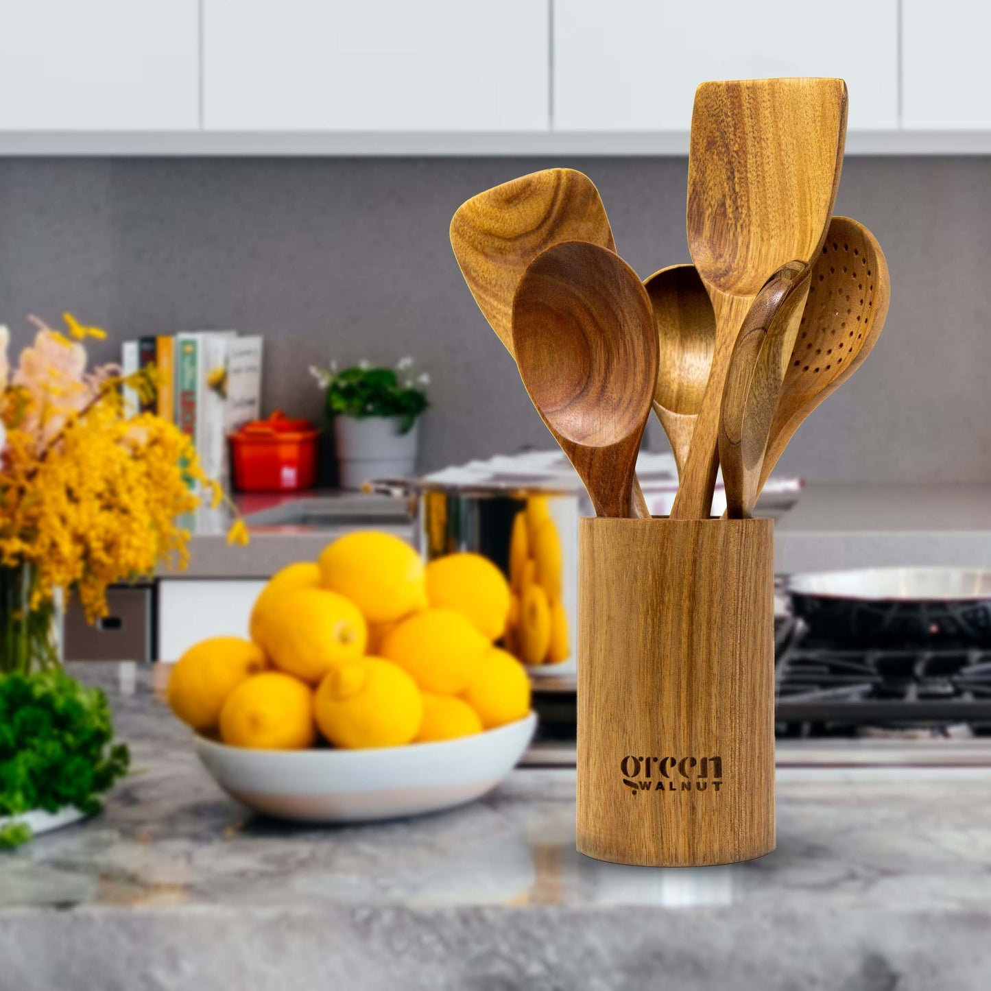 Wooden Acacia Kitchen Utensil - Set of 7