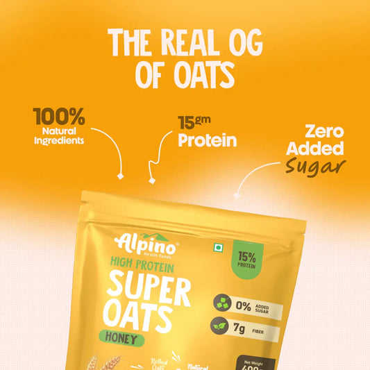 High Protein Super Rolled Oats Honey, Natural Peanut Butter & Honey – 15g Protein, Salt, Gluten-Free