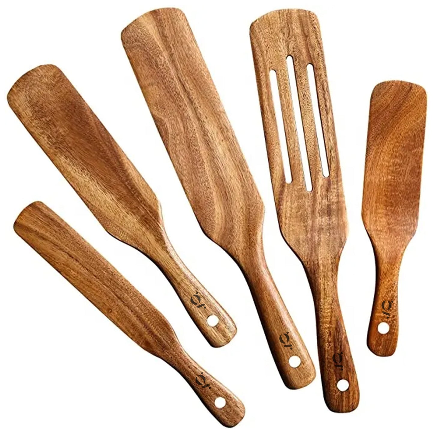 Acacia Wood Spurtle Set of 5 Piece , Wooden Cooking Utensils