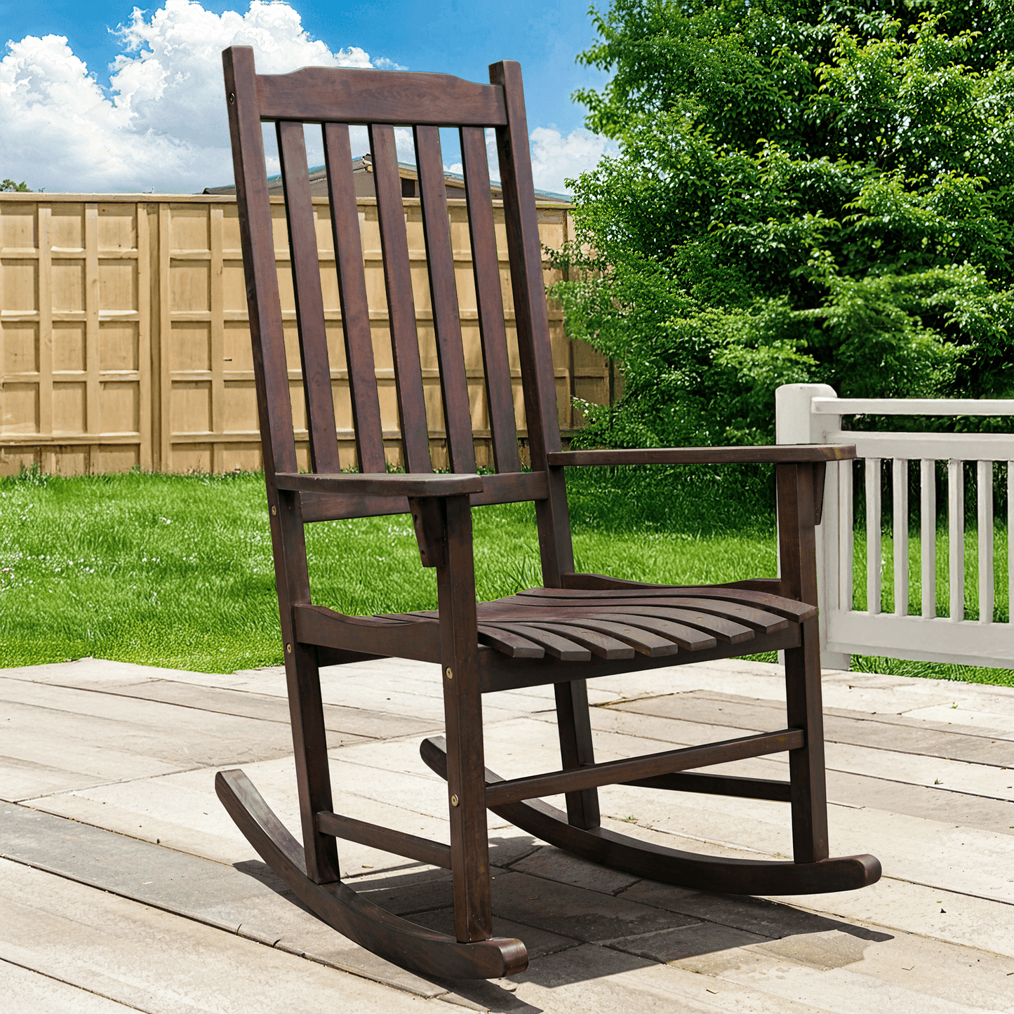 Tranquillo Oasis Wooden Rocking Chair for Patio, Porch, or Indoor Use