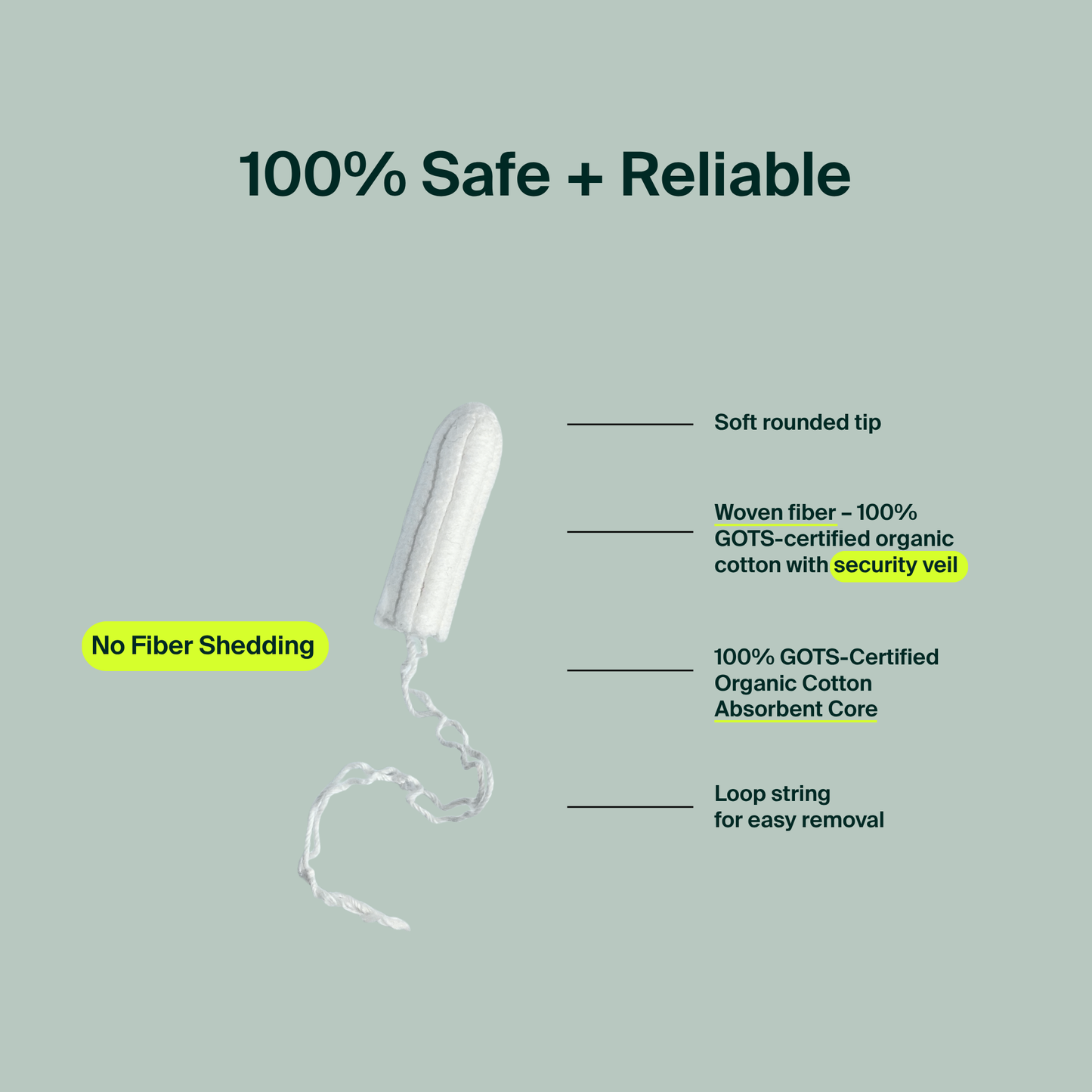 100% Organic Cotton Non-Applicator Tampons - Regular