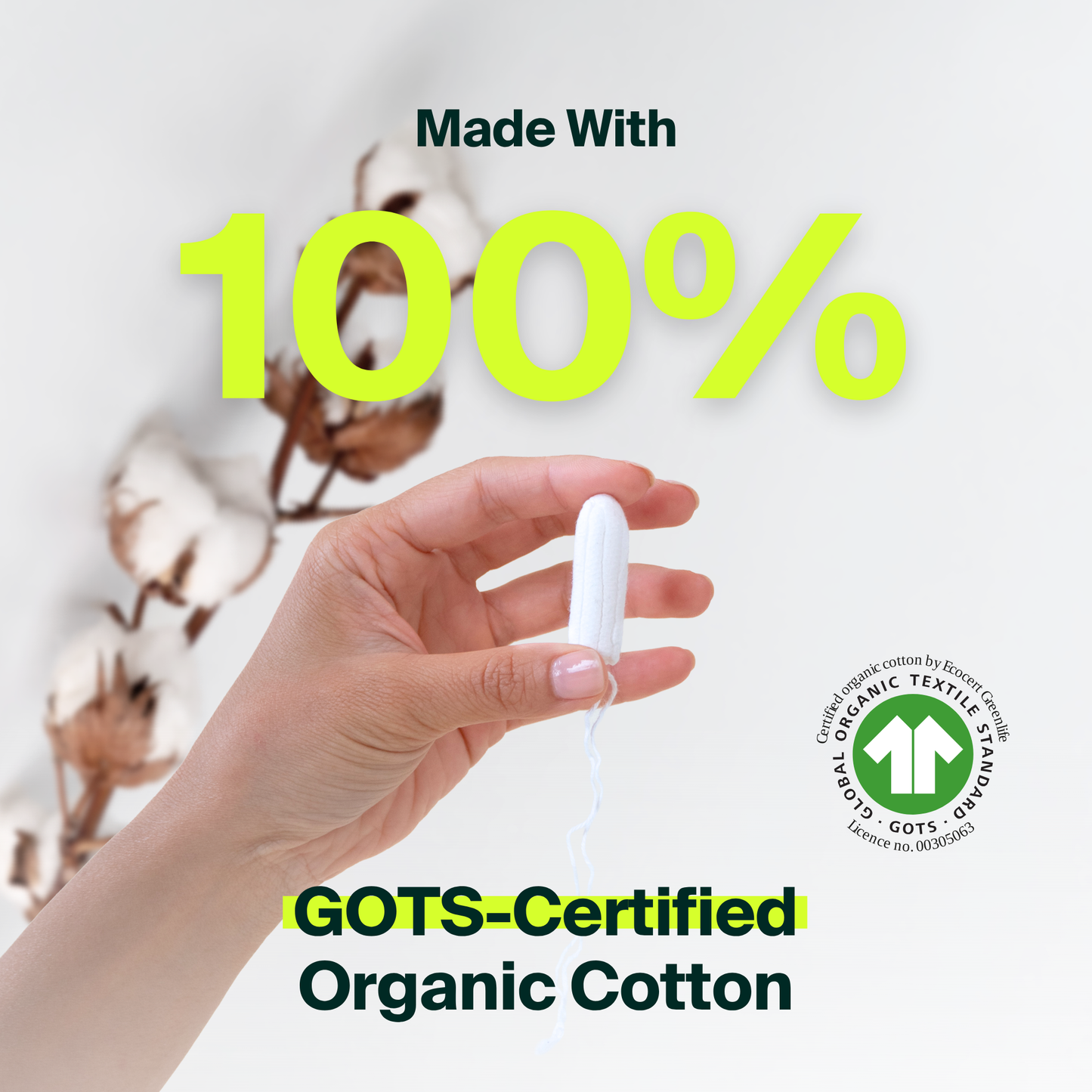 100% Organic Cotton Non-Applicator Tampons - Super