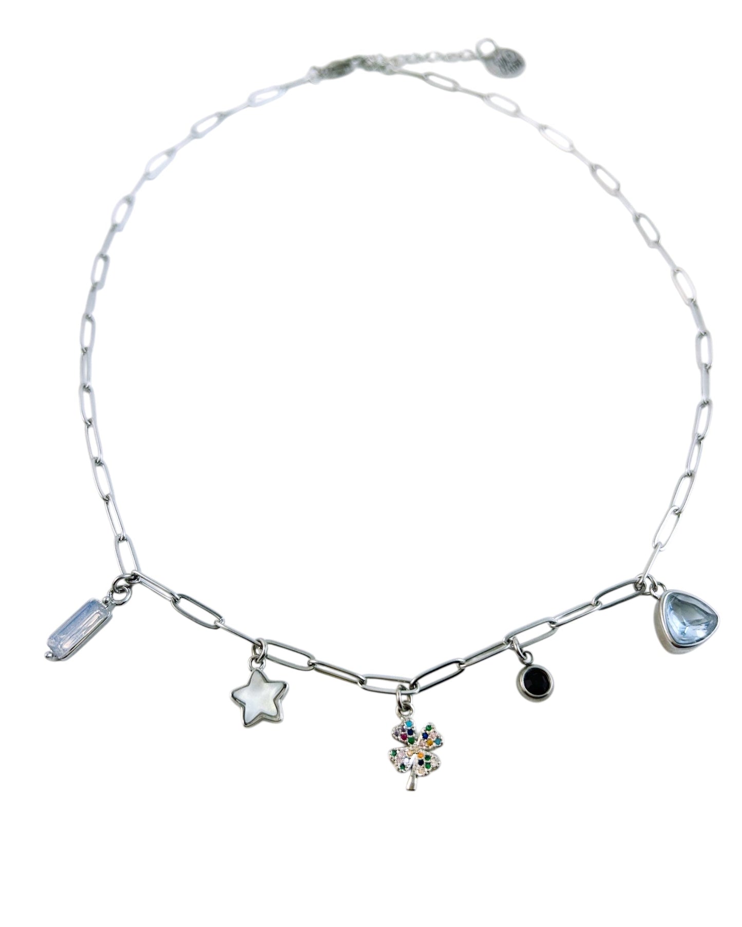 Four Leaf Clover Charm Necklace - Silver