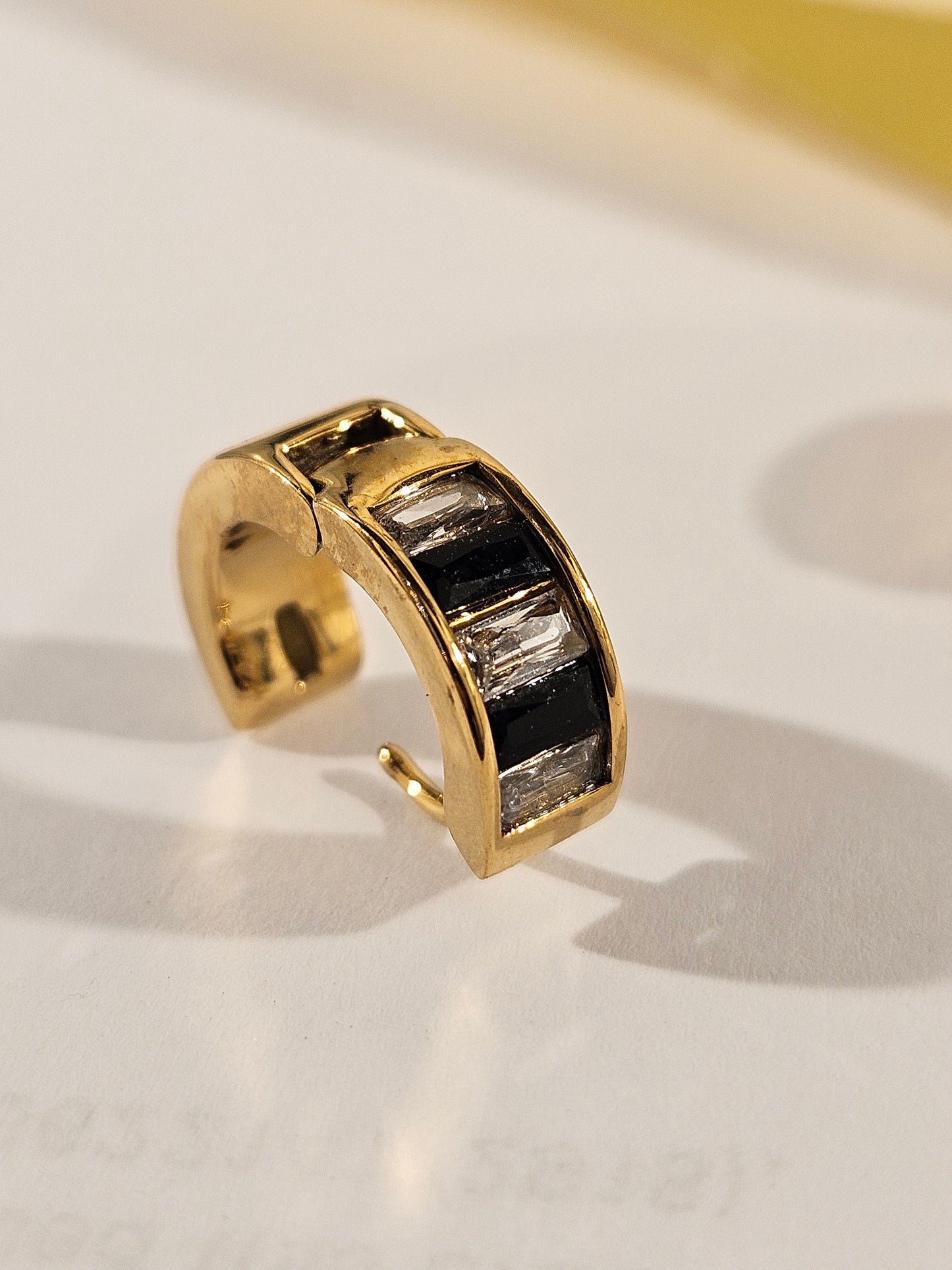 LOTTA: Retro Black & White Embedded Zirconia Mini Hoop Earrings