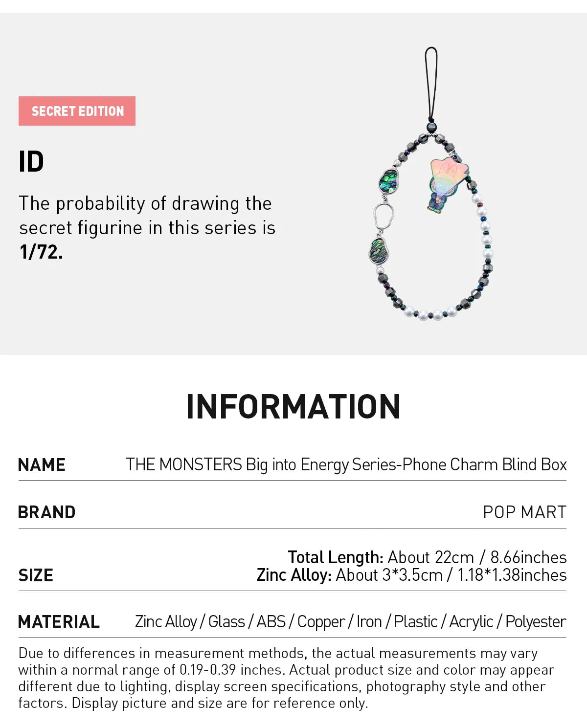 THE MONSTERS Big into Energy Series-Phone Charm Blind Box