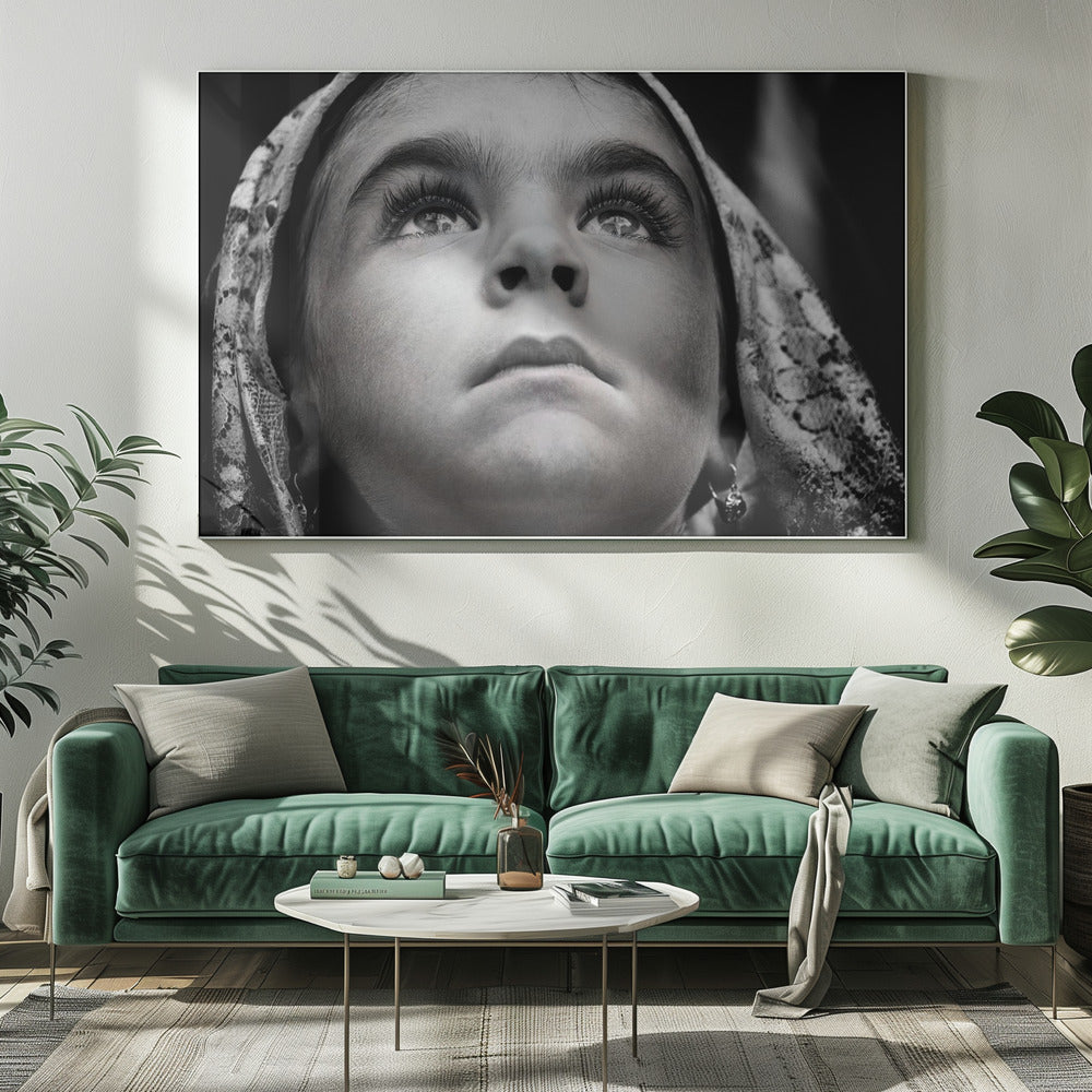 Wall art Girl with Sardinian traditional veil