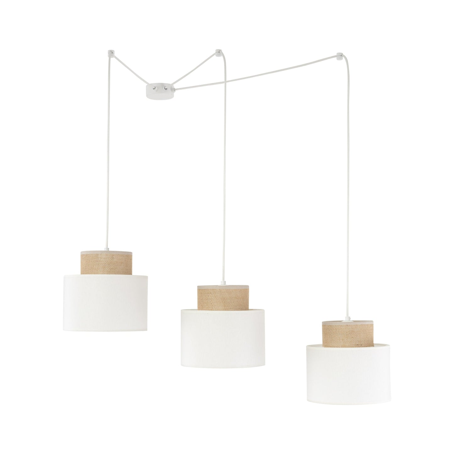 DUO White Jute Natural Suspension Light 3