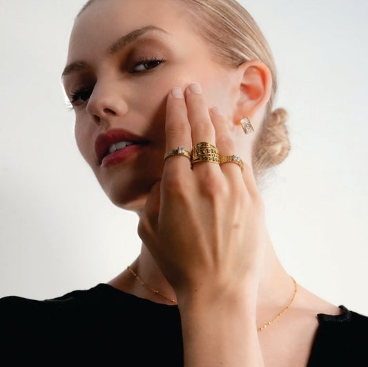 BUENA Multi Banded with Zirconia Stacked Ring