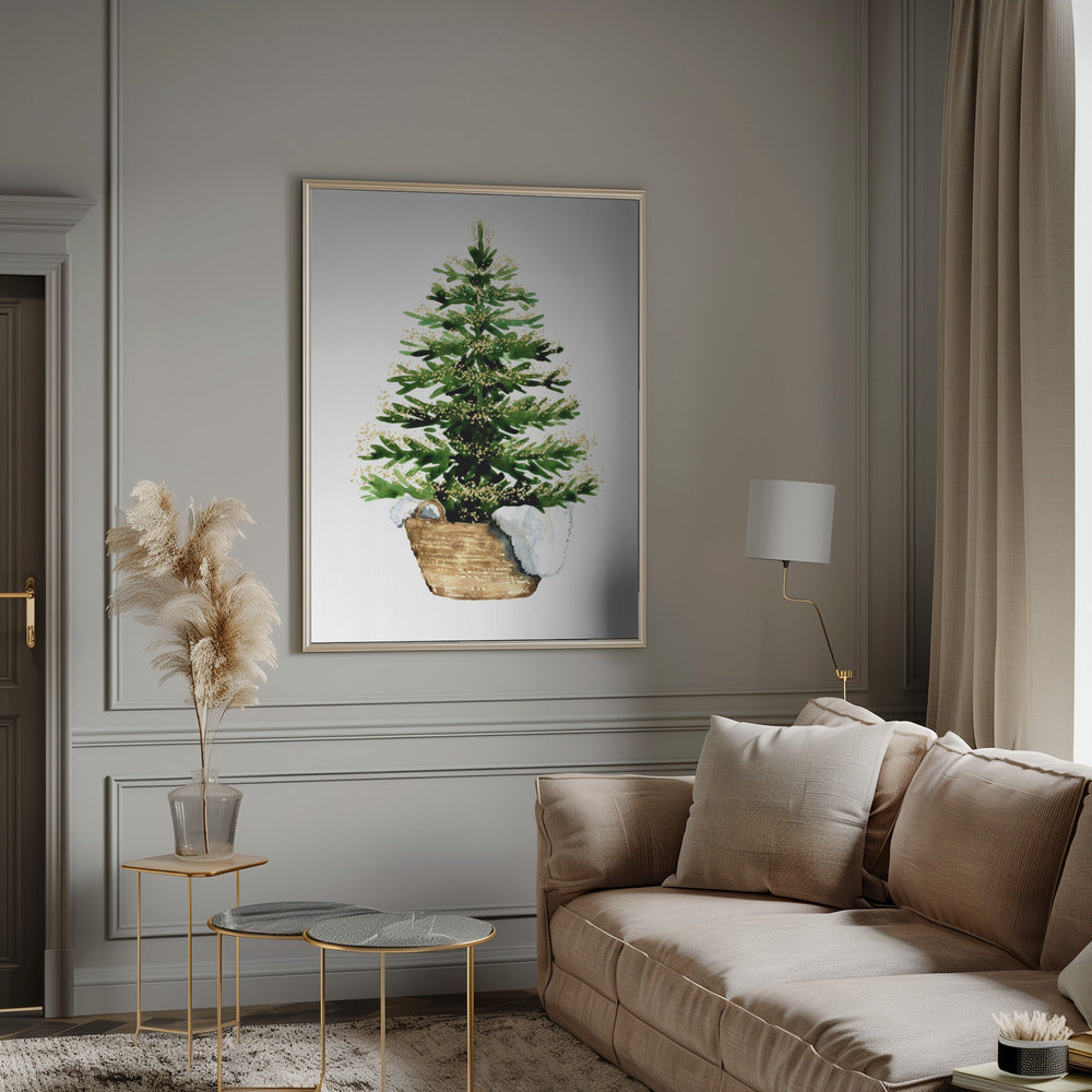 Wall art Cozy watercolor Christmas tree (2) Canvas Print